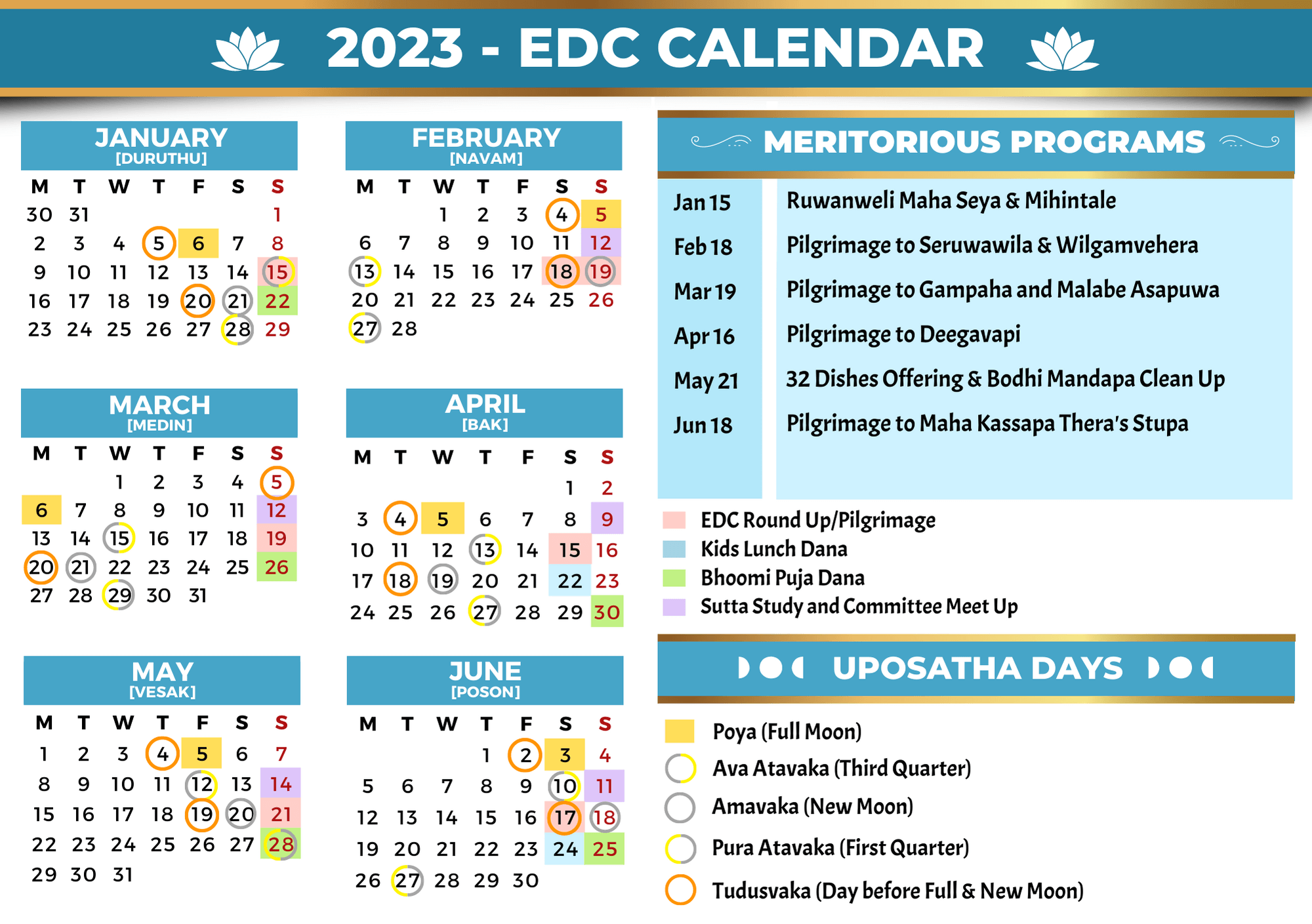 EDC Program Calendar Colombo Dhamma Friends